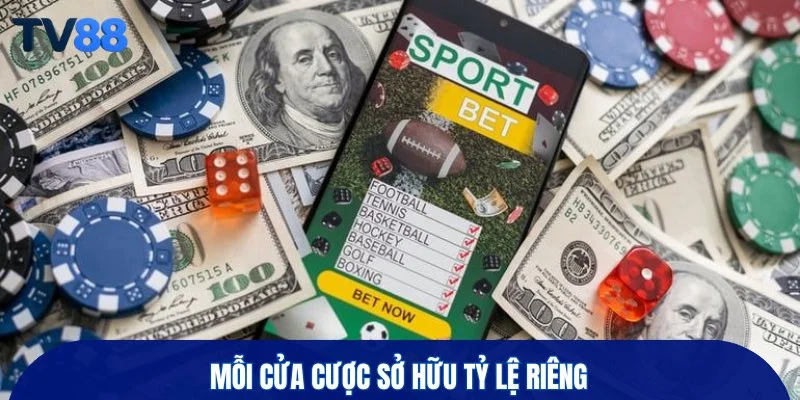 Mỗi cửa cược sở hữu tỷ lệ riêng